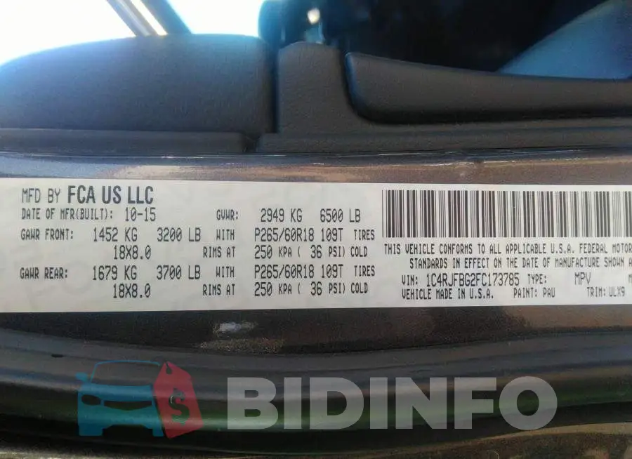 1C4RJFBG2FC173785 Photo# 9