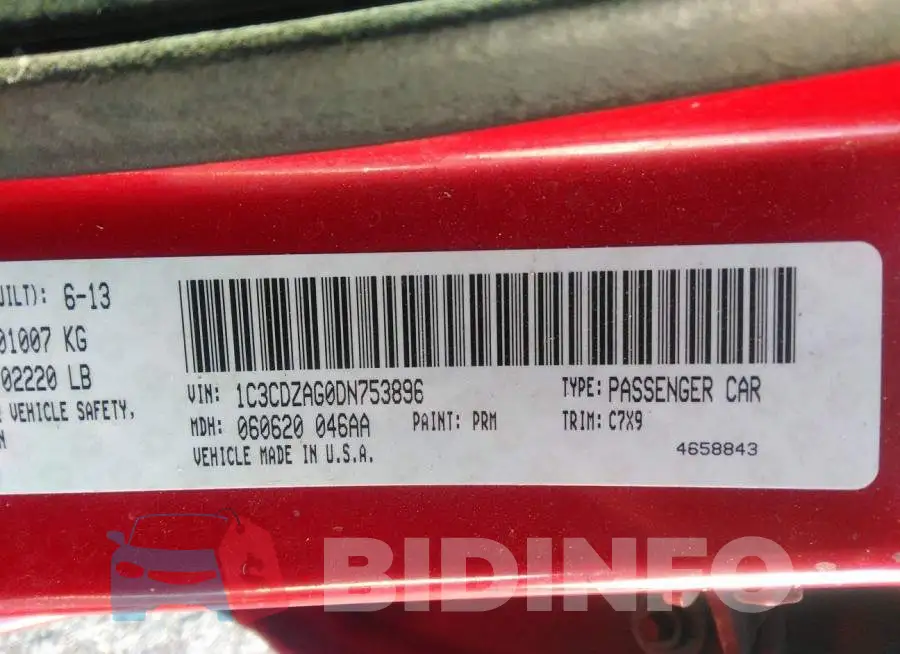 1C3CDZAG0DN753896 Photo# 7
