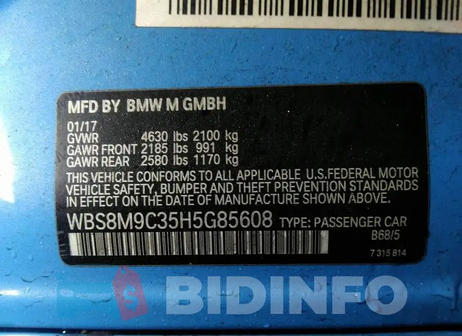 WBS8M9C35H5G85608 Photo# 9
