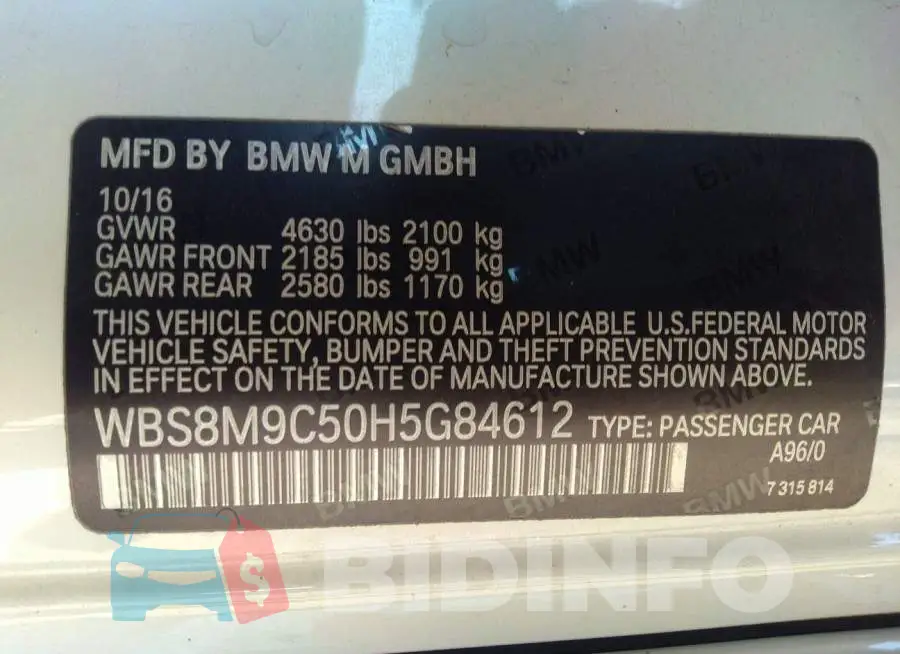 WBS8M9C50H5G84612 Photo# 9