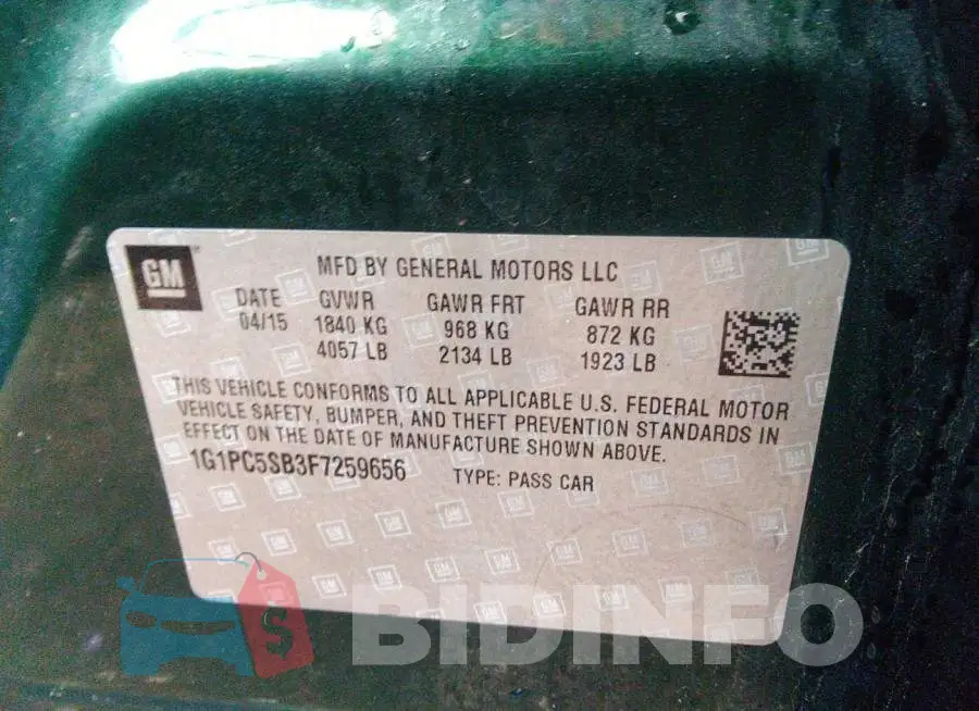 1G1PC5SB3F7259656 Photo# 9