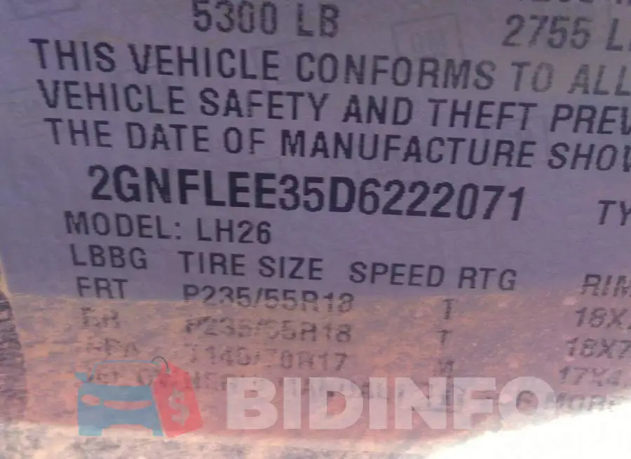 2GNFLEE35D6222071 Photo# 9
