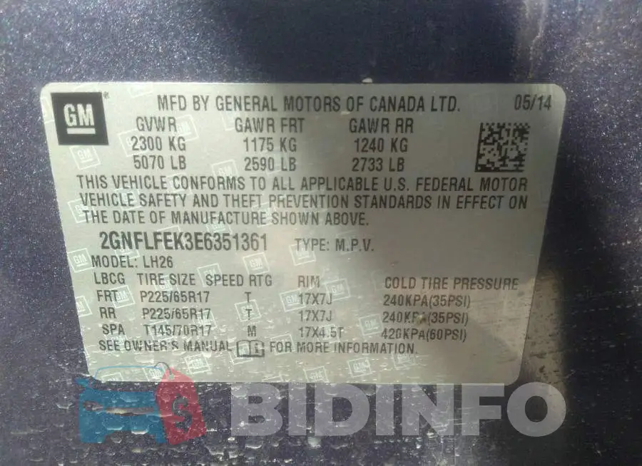 2GNFLFEK3E6351361 Photo# 9