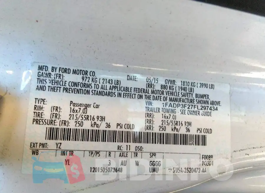 1FADP3F27FL297434 Photo# 9