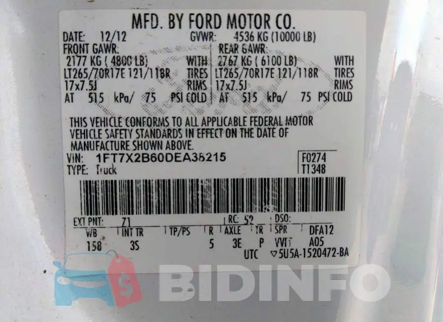 1FT7X2B60DEA38215 Photo# 9
