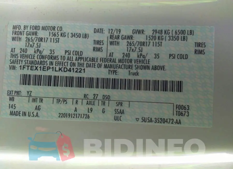 1FTEX1EP1LKD41221 Photo# 9