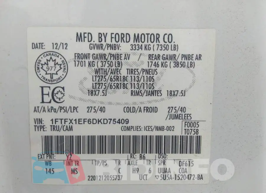 1FTFX1EF6DKD75409 Photo# 9