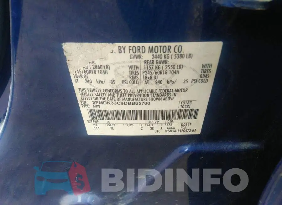 2FMDK3JC9DBB65700 Photo# 9