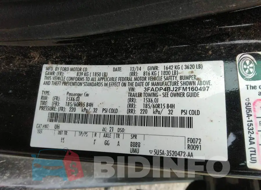 3FADP4BJ2FM160497 Photo# 9