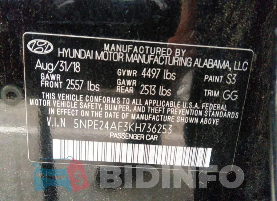 5NPE24AF3KH736253 Photo# 9