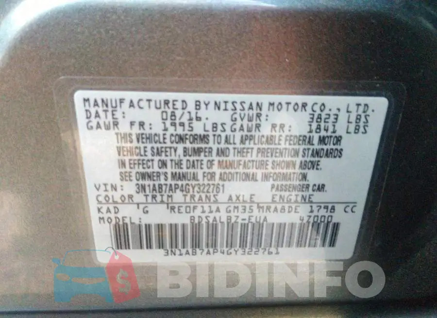 3N1AB7AP4GY322761 Photo# 9