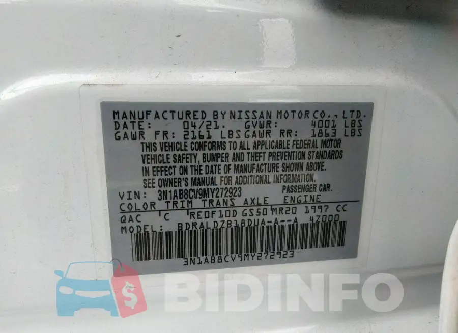 3N1AB8CV9MY272923 Photo# 9