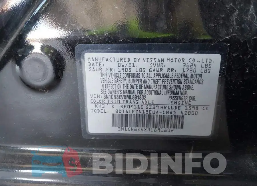 3N1CN8EVXML891802 Photo# 9