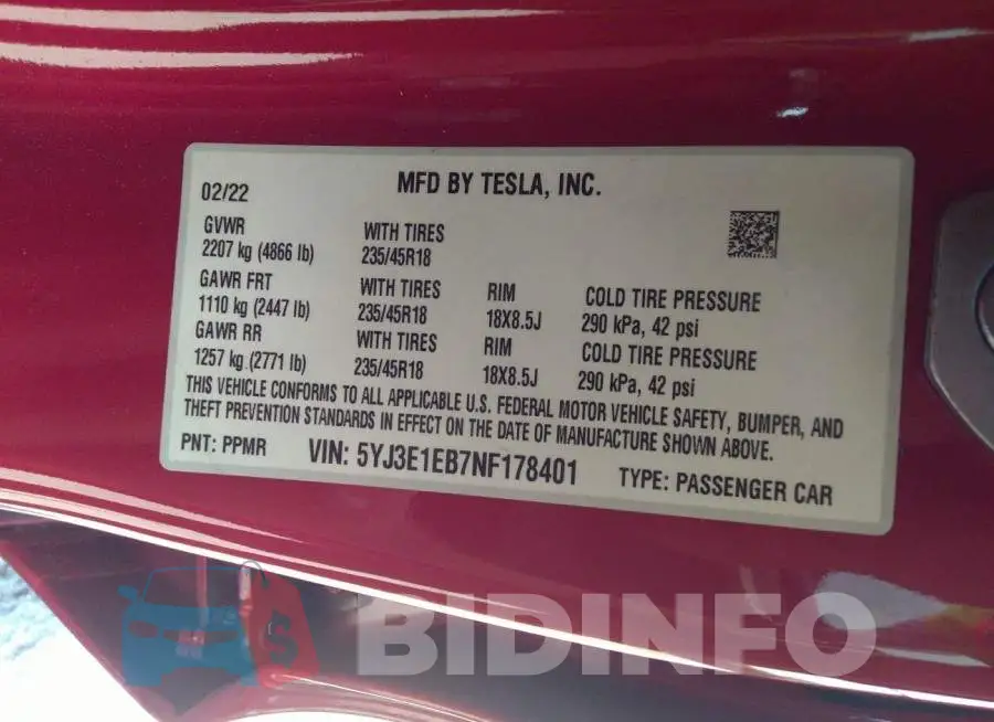 5YJ3E1EB7NF178401 Photo# 9