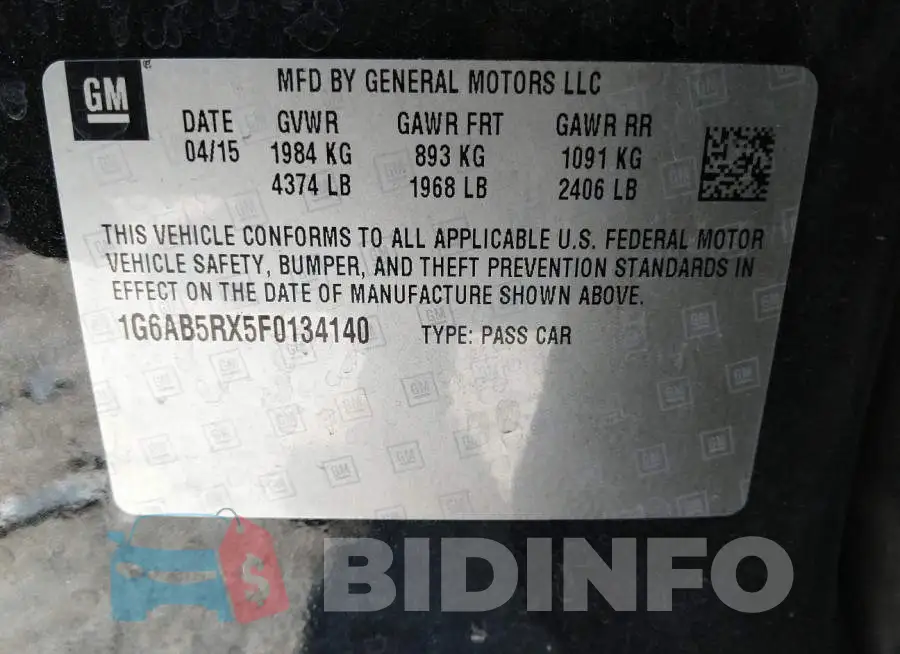 1G6AB5RX5F0134140 Photo# 9