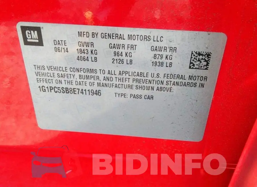 1G1PC5SB8E7411946 Photo# 9
