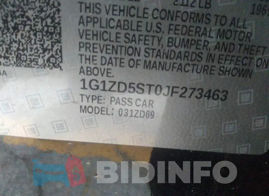 1G1ZD5ST0JF273463 Photo# 9
