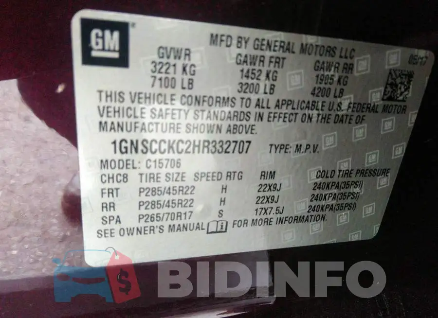1GNSCCKC2HR332707 Photo# 9