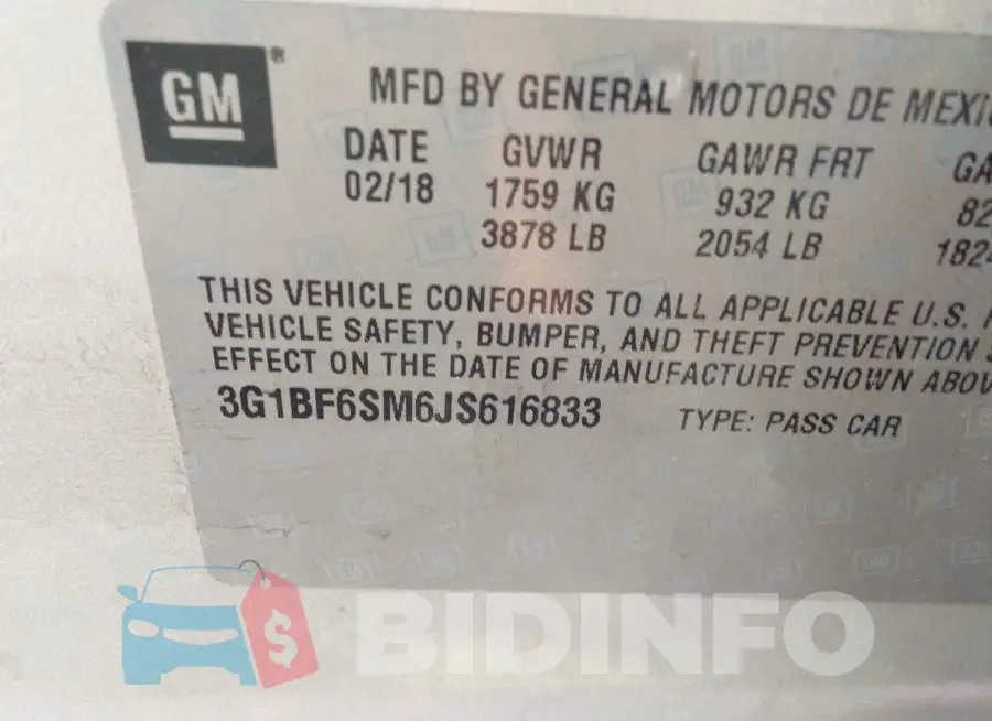 3G1BF6SM6JS616833 Photo# 9