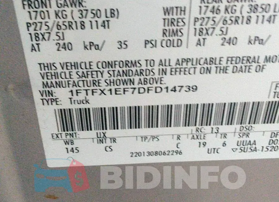 1FTFX1EF7DFD14739 Photo# 9