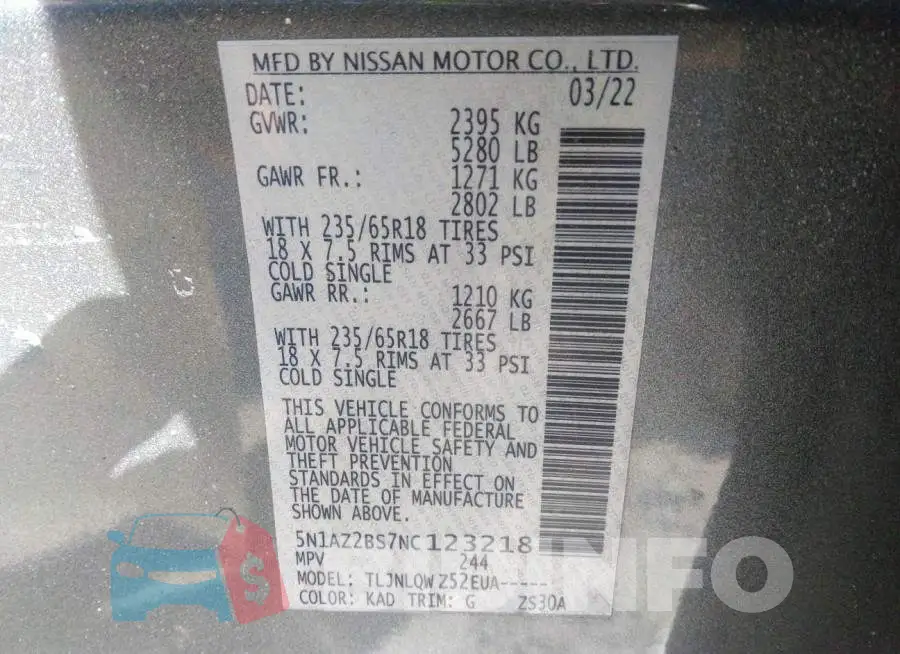 5N1AZ2BS7NC123218 Photo# 9