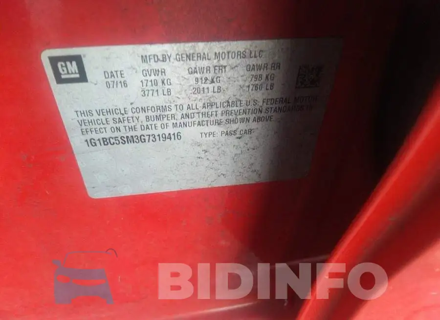 1G1BC5SM3G7319416 Photo# 9