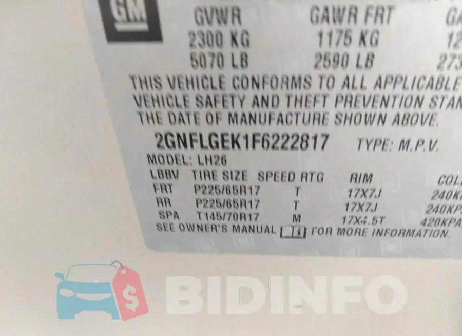 2GNFLGEK1F6222817 Photo# 9