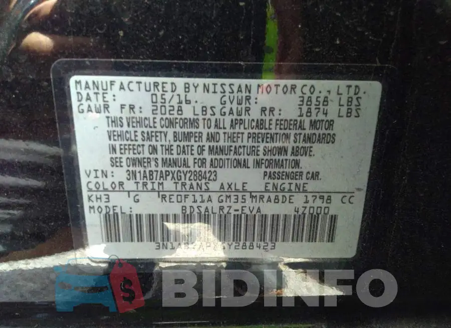 3N1AB7APXGY288423 Photo# 9