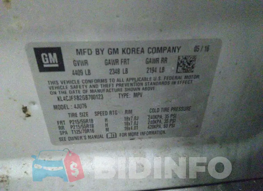 KL4CJFSB2GB700123 Photo# 9