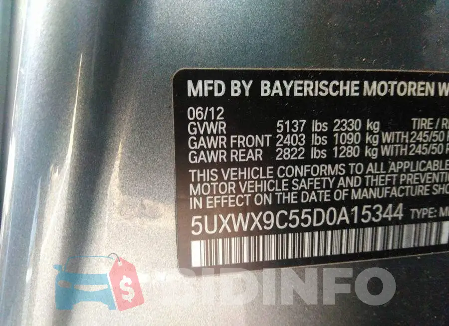 5UXWX9C55D0A15344 Photo# 9