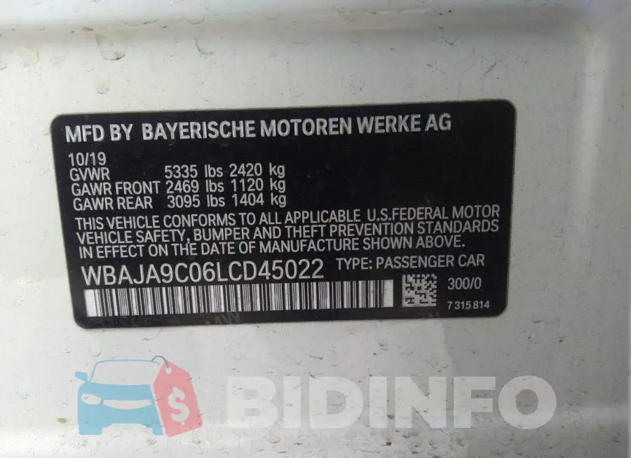 WBAJA9C06LCD45022 Photo# 9
