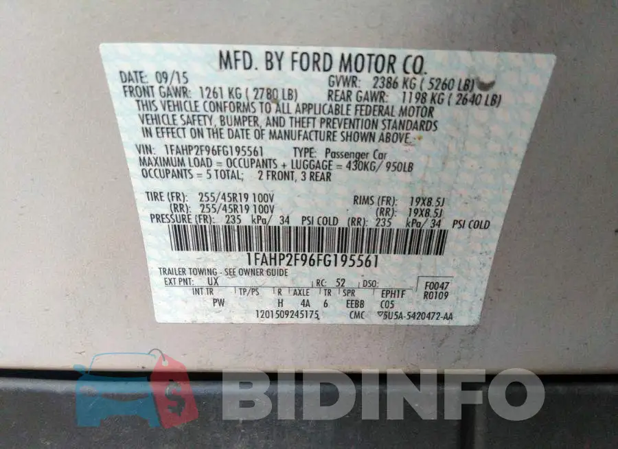 1FAHP2F96FG195561 Photo# 9