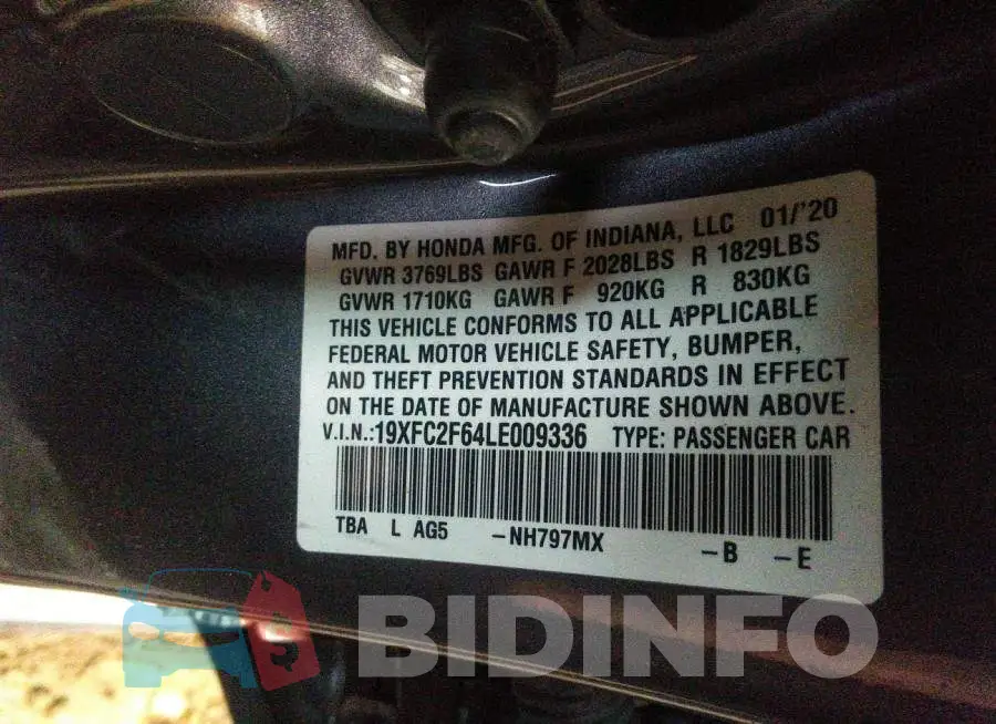 19XFC2F64LE009336 Photo# 9