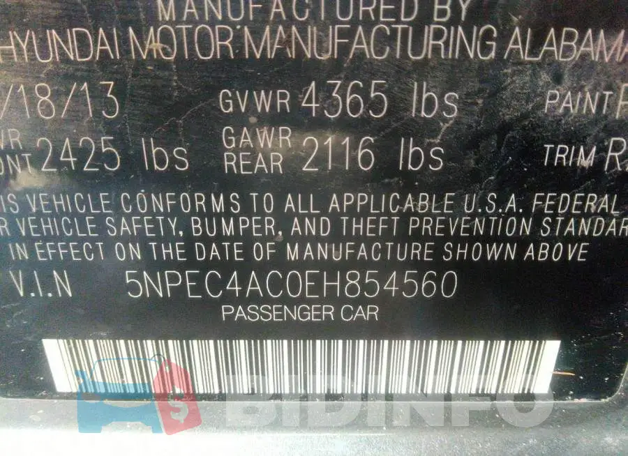 5NPEC4AC0EH854560 Photo# 9