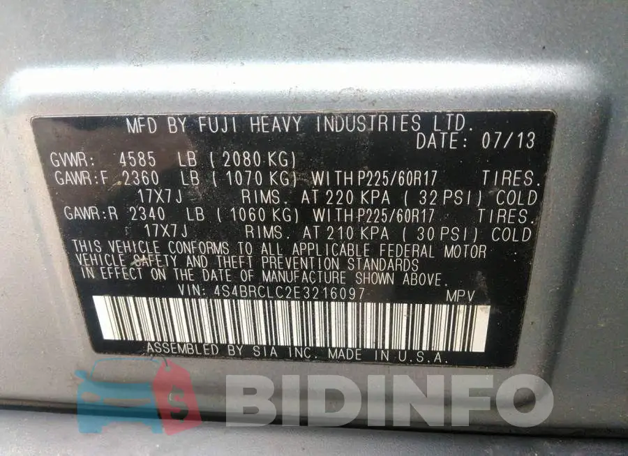 4S4BRCLC2E3216097 Photo# 9