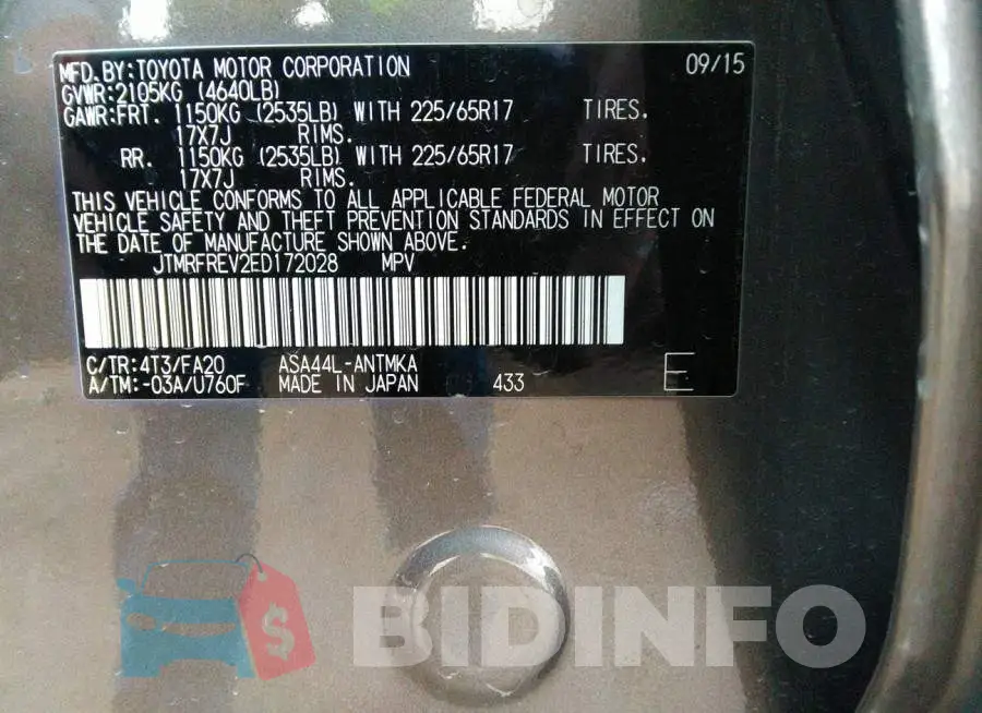 JTMRFREV2FD172028 Photo# 9