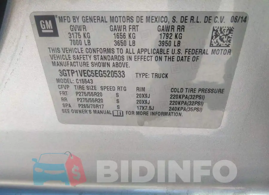 3GTP1VEC5EG520533 Photo# 9