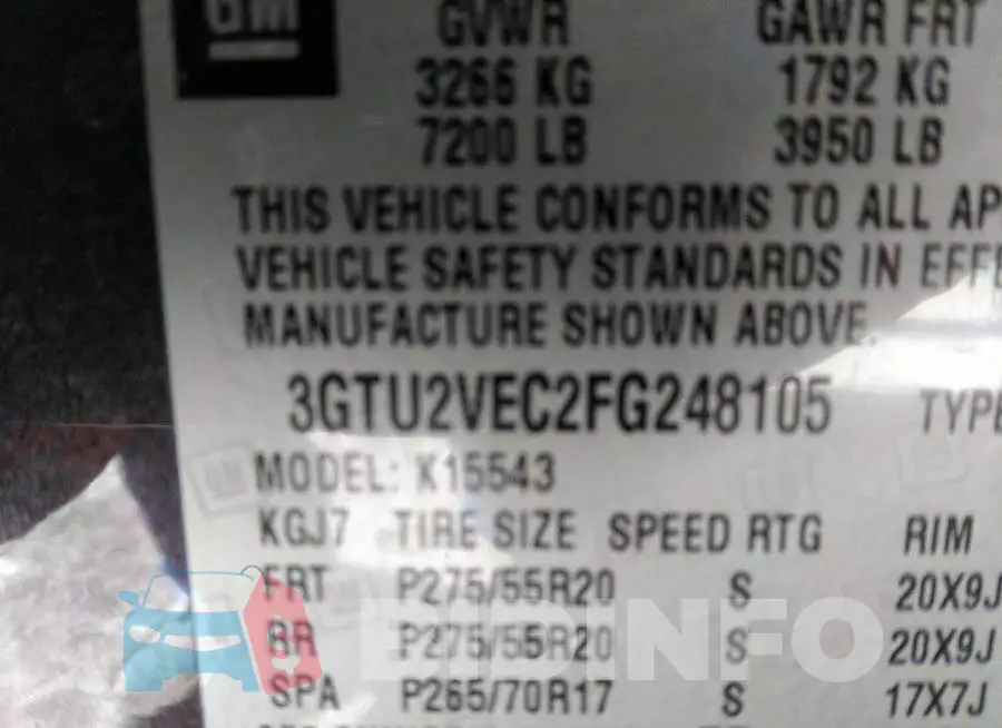 3GTU2VEC2FG248105 Photo# 9