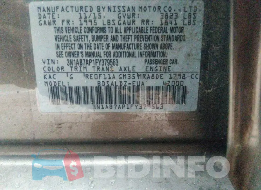 3N1AB7AP1FY379563 Photo# 9