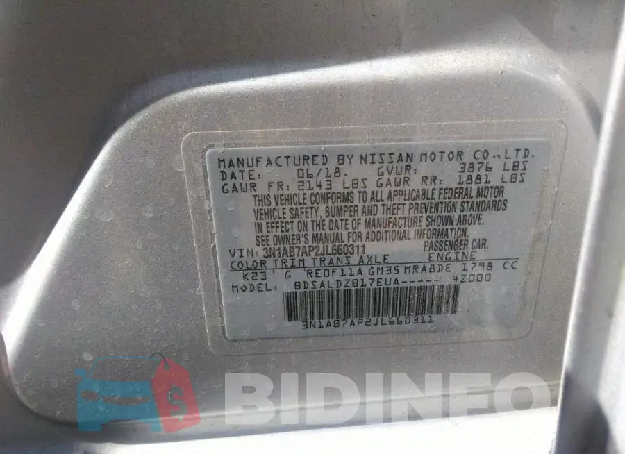 3N1AB7AP2JL660311 Photo# 9