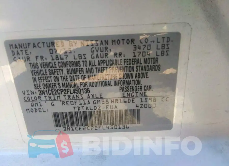 3N1CE2CP2FL450136 Photo# 9