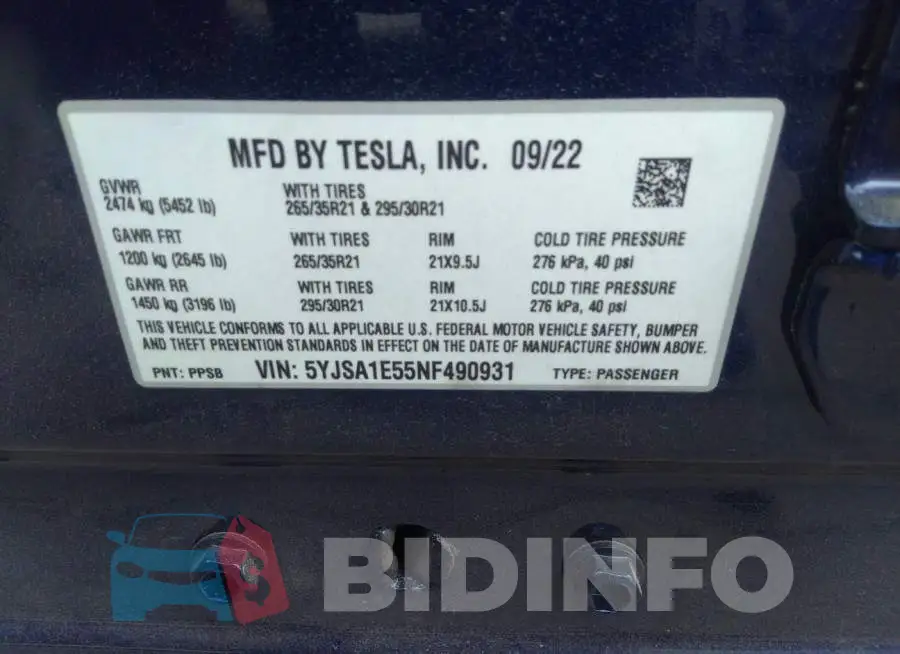 5YJSA1E55NF490931 Photo# 9