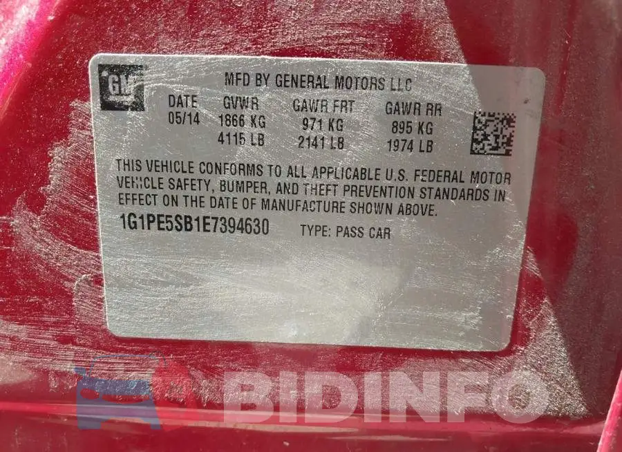 1G1PE5SB1E7394630 Photo# 9