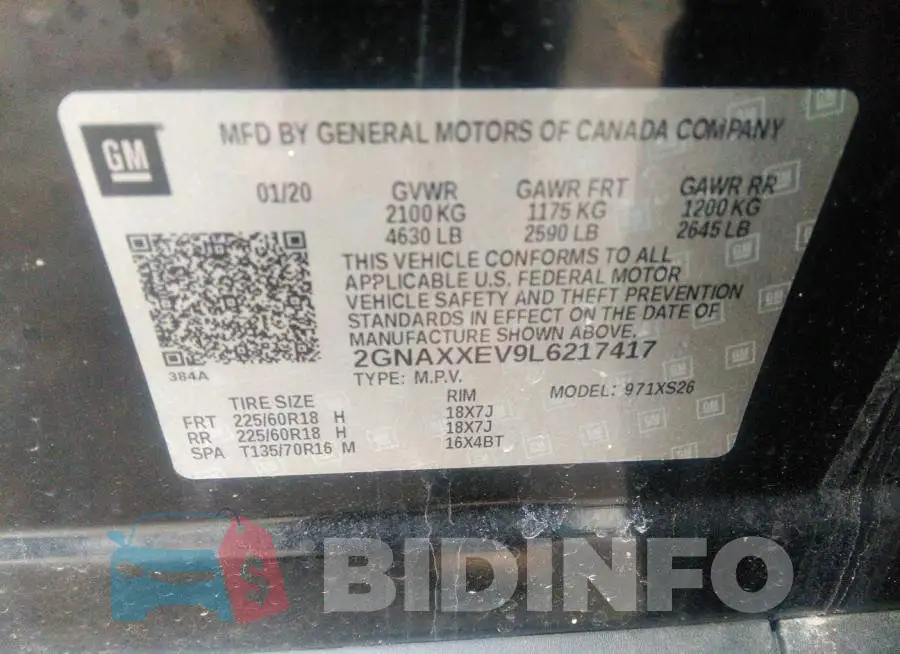 2GNAXXEV9L6217417 Photo# 9