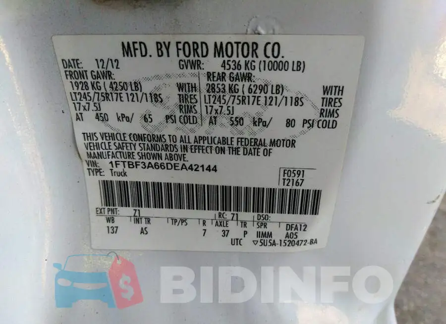 1FTBF3A66DEA42144 Photo# 9