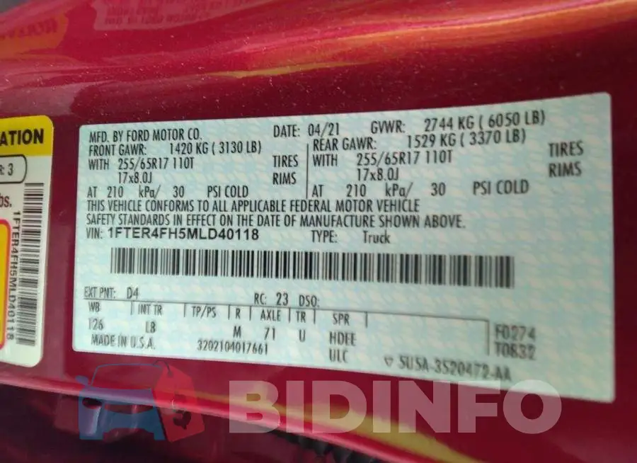 1FTER4FH5MLD40118 Photo# 9