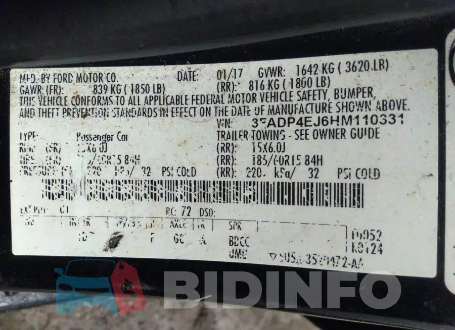 3FADP4EJ6HM110331 Photo# 9