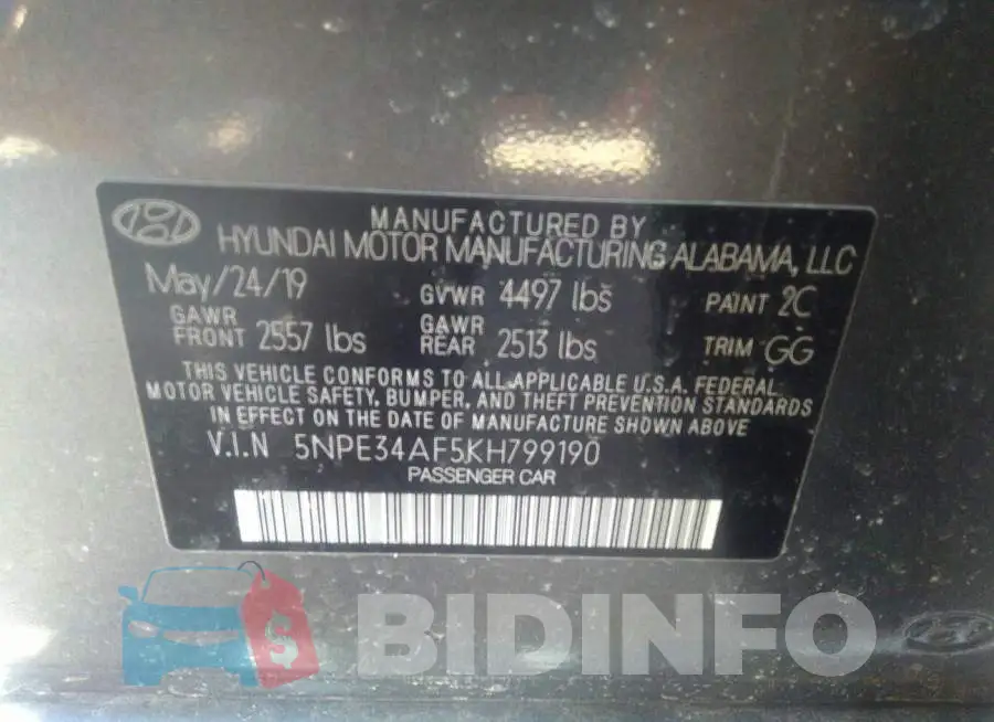 5NPE34AF5KH799190 Photo# 9