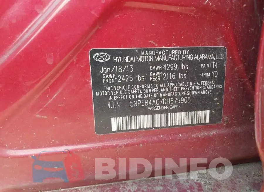 5NPEB4AC7DH679905 Photo# 9