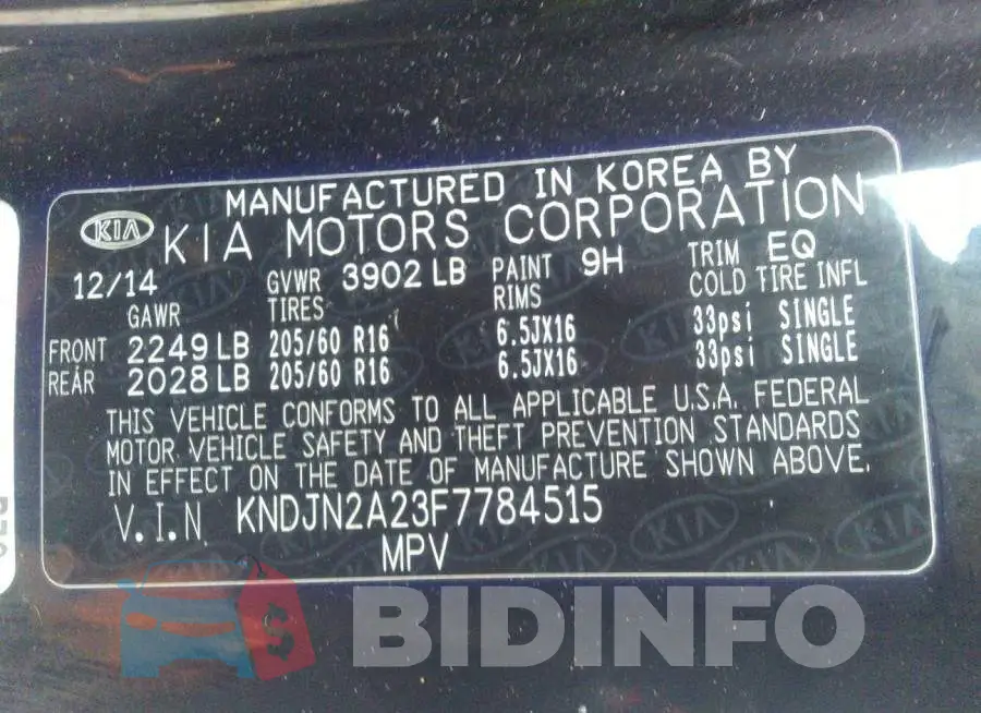 KNDJN2A23F7784515 Photo# 9